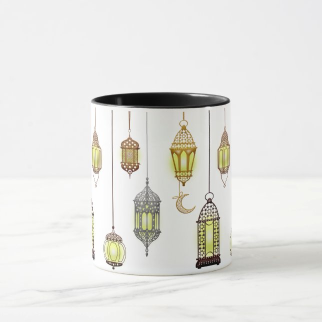 Caneca Lanternas Ramadan Mubarak Oriental Árabe Muçulmano (Centro)