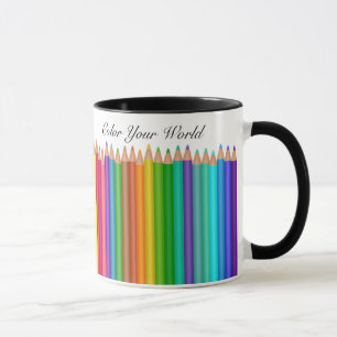 Caneca Lápis de Cores 2 Áreas de Texto Personalizar Frase