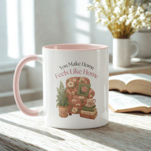 Caneca Lar da Mamãe Aconchegante Cadeira de Braço Floral