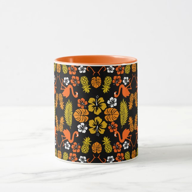 Caneca Laranja Brilhante Tropical Padrão (Centro)