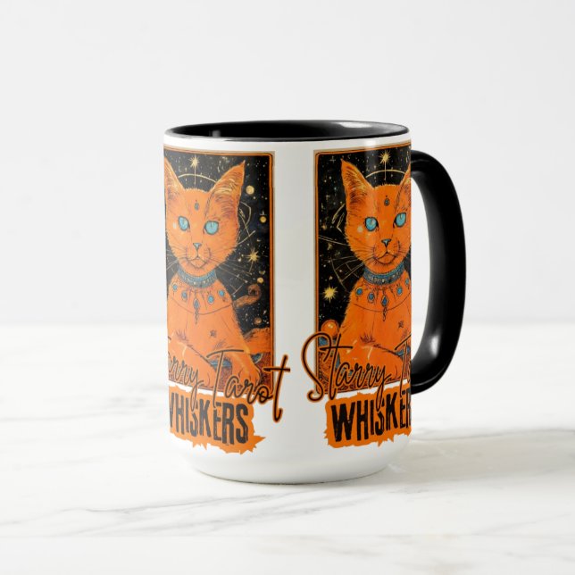 Caneca Laranja Cat Tarot Magic | Arte Cósmica (Frente Esquerda)