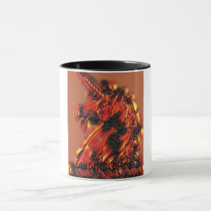 Caneca Laranja Chama Fogo Unicórnio Cavalo Mágico
