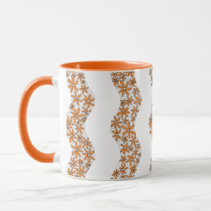 Caneca Laranja de Flor Cinzento