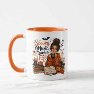 Caneca Laranja de Halloween Professora de Música A