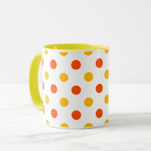 Caneca Laranja e Amarelo Bolinhas Branco