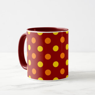 Caneca Laranja e Amarelo Bolinhas em Vermelho