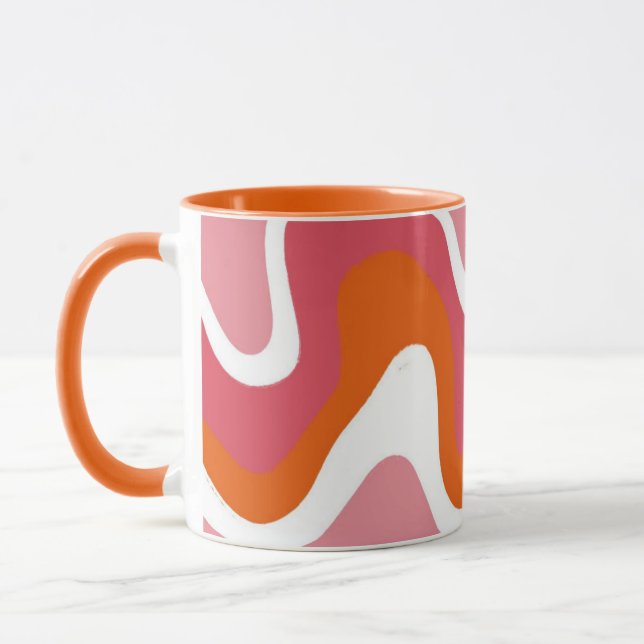 Caneca Laranja e Rosa Ondulado Retro Groovy (Esquerda)