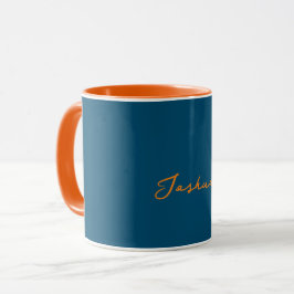 Caneca Laranja-escuro e téal - Mug personalizado