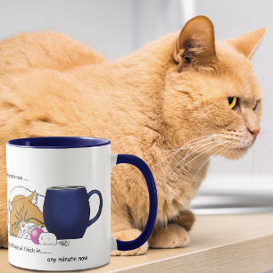 Caneca Laranja Gato Café Manga Azul