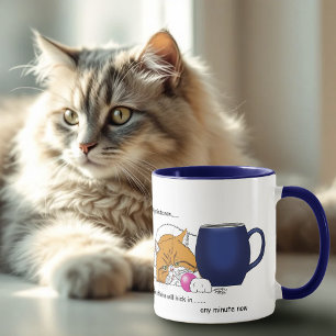Caneca Laranja Gato Café Manga Azul