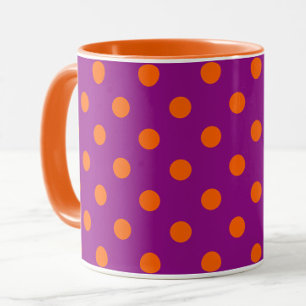Caneca Laranja No Design De Padrão De Bolinhas Roxo