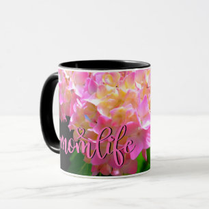 Caneca Laranja roxa rosa hidrangas #momlife