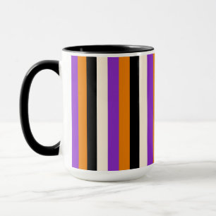 Caneca Laranja Roxo Preto Listra de Halloween