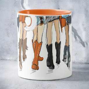 Caneca Laranja Texas Cowgirl Personalizado
