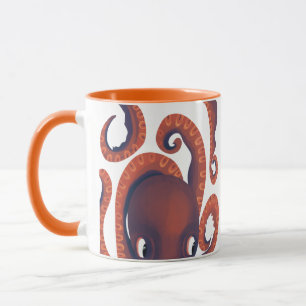 Caneca Laranja Tímido e Bonito Pequim Octopus Sea Life