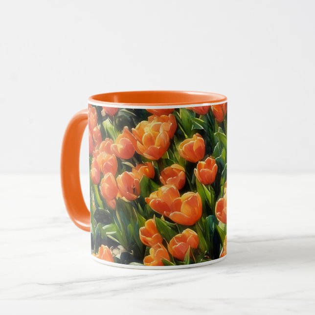 Caneca Laranja Tulip Flor Arden Art Mug Cup (Frente Esquerda)