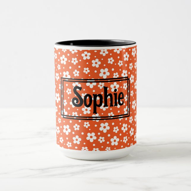 Caneca Laranja White Daisies Mug (Centro)