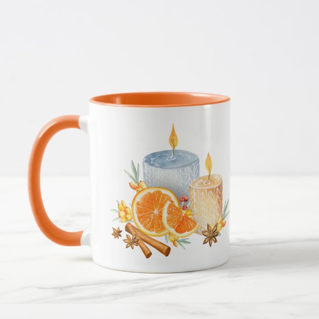 Caneca Laranja Wreath Candles Cinnamon Pata de Natal (Esquerda)