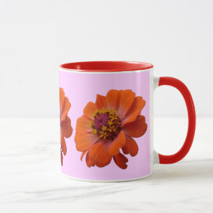 Caneca Laranja Zinnia Wildflower Natureza Floral