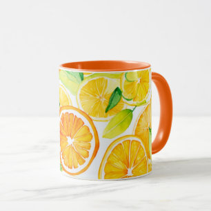 Caneca Laranjas e Limões em Aquarela de Citrinos Combo