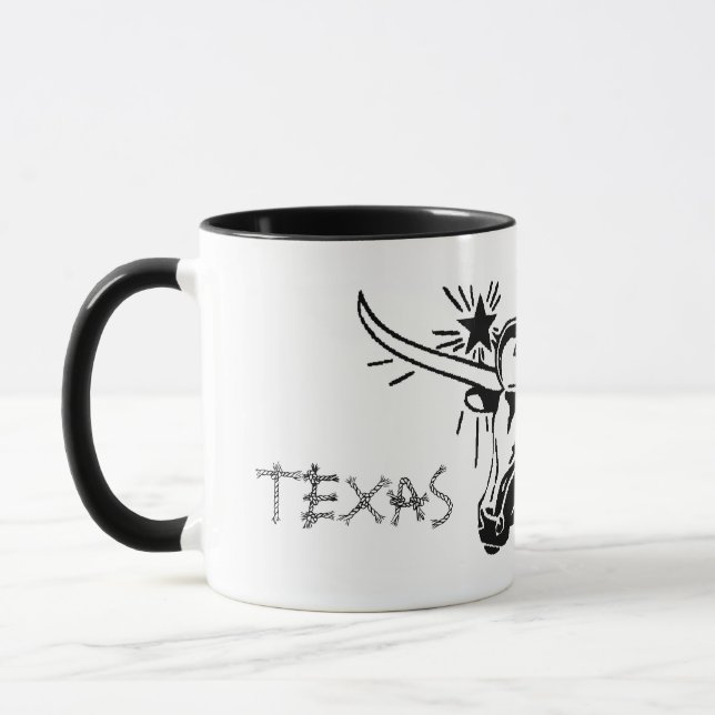 Caneca Laredo Texas Longhorn Cerâmica Mug (Esquerda)