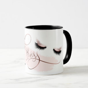 Caneca Lash Boss Makeup Eyebrow Olhos Lashes Rosa Dourado