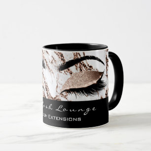 Caneca Lashes Extensão Olho Maquiagem Mármaco Branco Cobr