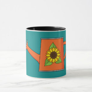 Caneca Lata de Água Laranja com Girassol