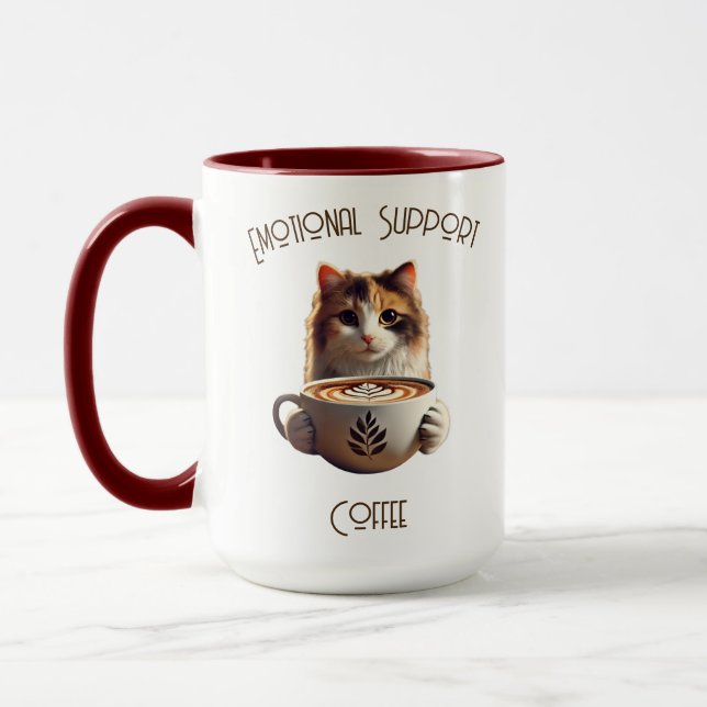 Caneca Latão do Gatinho em café com suporte emocional (Esquerda)