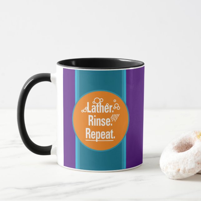 Caneca Lather Rinse Repeat Aqua Stripes Laranja (Com Donut)