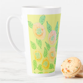 Caneca latina com flor grande amarela