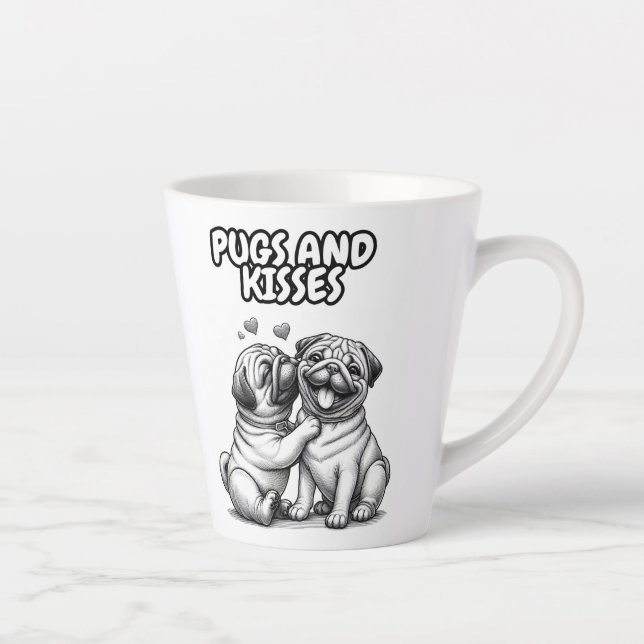 Caneca latina com Pugs e beijos (Direita)