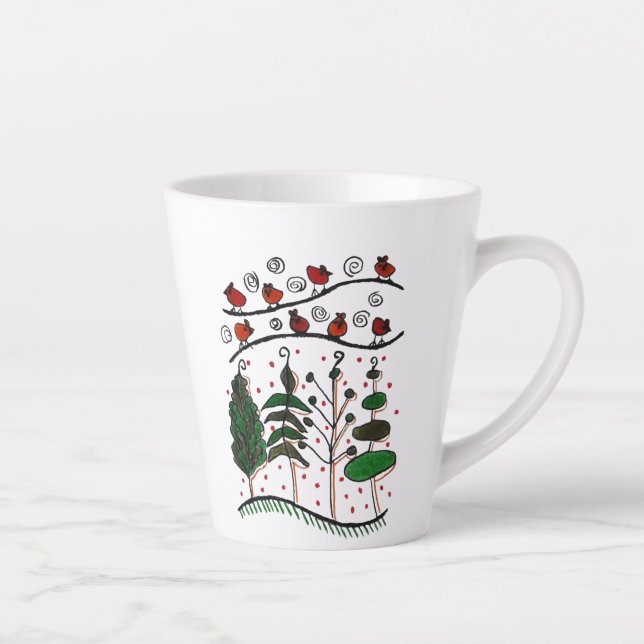 Caneca Latte da Paisagem (Doodle - Mão desenhada) (Direita)