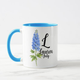 Caneca Lauren – July Birth Flower Larkspur Mug 