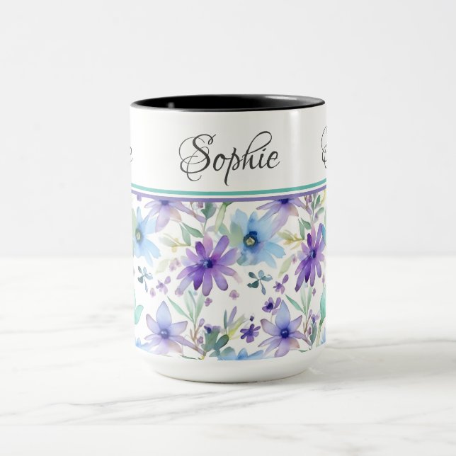 Caneca Lavanda azul Floral Mug (Centro)