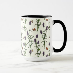Caneca Lavanda e borboletas esbranquiçadas