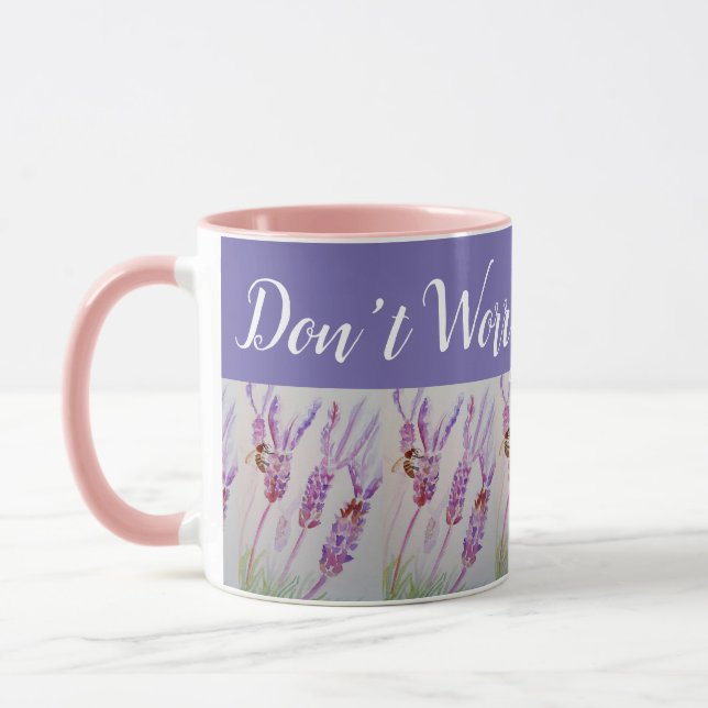 Caneca Lavanda Flor não se preocupe Abelha roxo feliz (Esquerda)