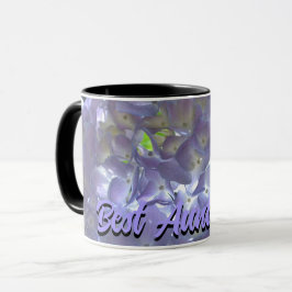 Caneca Lavanda Hydrangeas púrpura floral, melhor tia nunc