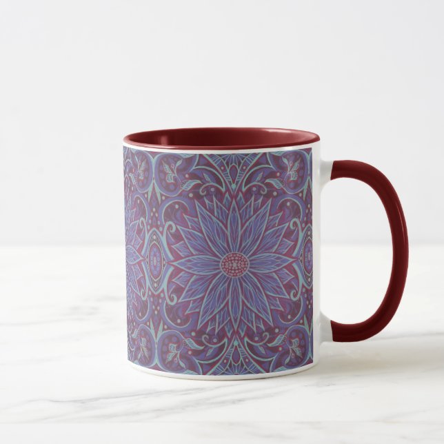 Caneca "Lavanda lotus" padrão floral boêmio (Direita)