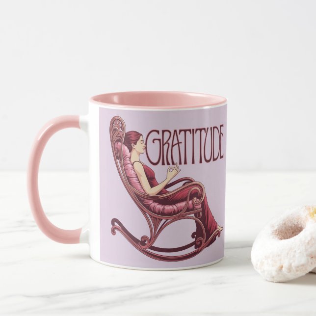 Caneca Lavender Burgundy Affirmation Meditation Mug (Com Donut)