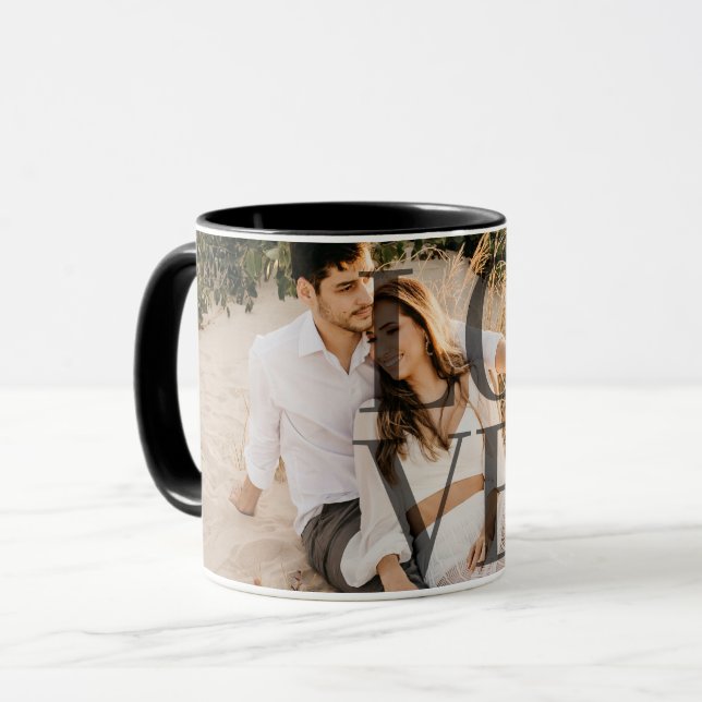 Caneca Layout personalizado de foto de Cheio "AMOR" (Frente Esquerda)