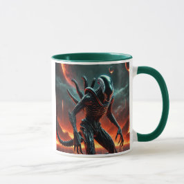 Caneca Le monstre surgit des profondeurs ardentes.