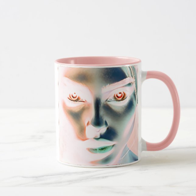 Caneca Le regard spectral qui traverse le temps. (Direita)