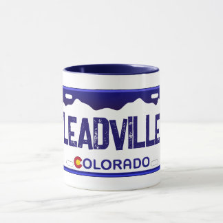 Caneca Léadville Colorado, placa de matrícula azul, canec