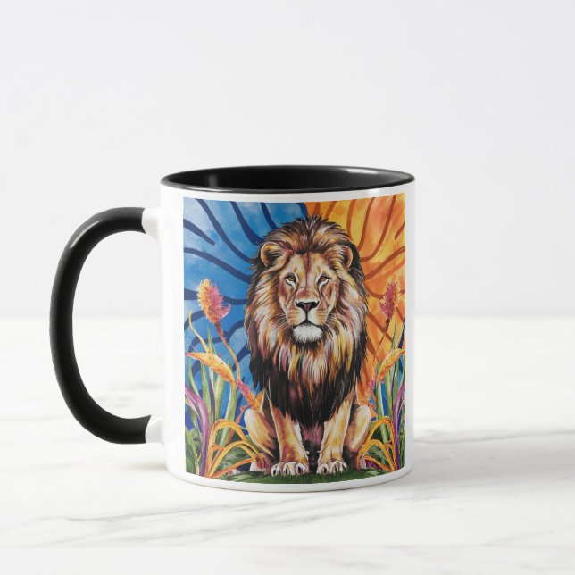 Caneca Leão aquarela moderno  (Esquerda)