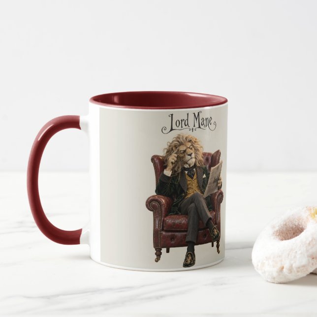 Caneca Leão em uma Poltrona de Couro (Com Donut)