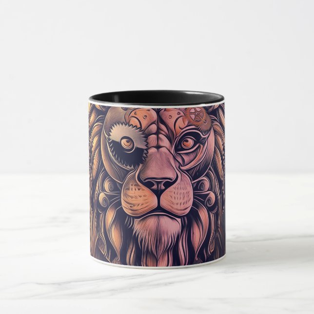 Caneca Leão Russo de Gradação de Cor Steampunk (Centro)