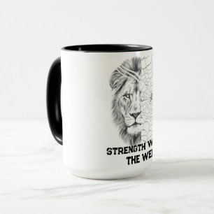 Caneca Leão Surrealista Preto e Branco Motivacional Web