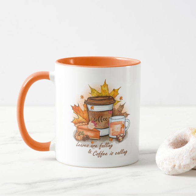 Caneca Leaves Are Falling Coffee Is Calling  (Com Donut)