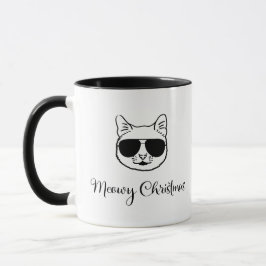Caneca legal Gato de "Feliz Natal" em Shades